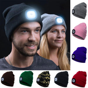 Abziehbar LED Stirnlampe Beanie Mütze