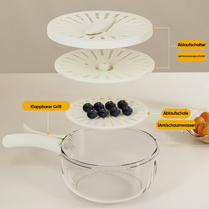 Multifunktionale Abtropfschale mit faltbarem Griff