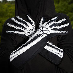 Wende-Handschuhe mit bedrucktem Totenkopf