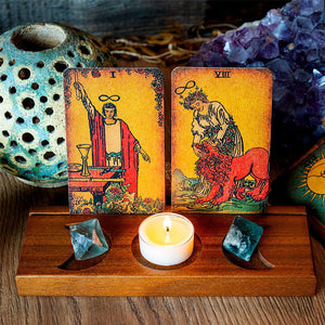 Tarot Kerzenhalter aus Holz