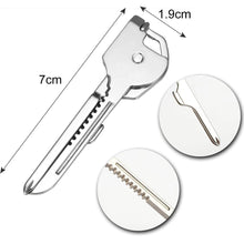 Laden Sie das Bild in den Galerie-Viewer, 6-in-1-Schlüsselring Multifunktionswerkzeug Mini-Multitool-Schlüsselanhänger Pocket Edelstahl-Klappbar Swiss Tech Einfacher Flaschenöffner-Schlüsselanhänger
