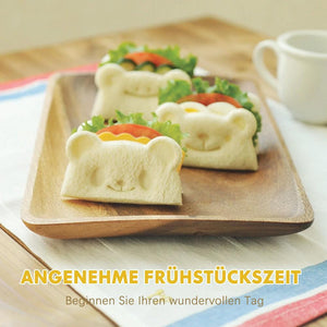 Sandwich-Form, Bär, Panda und Frosch, glückliche Frühstückszeit