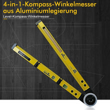 Laden Sie das Bild in den Galerie-Viewer, 4-in-1-Kompass-Winkelmesser aus Aluminiumlegierung
