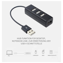 Laden Sie das Bild in den Galerie-Viewer, 4 Ports LED USB 3.0-Adapter-Hub Ein- / Ausschalter für PC Laptop BK (4 USB-Ports-Hubadapter, Schwarz)
