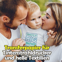 Laden Sie das Bild in den Galerie-Viewer, Transferpapier für Tintenstrahldrucker und helle Textilien
