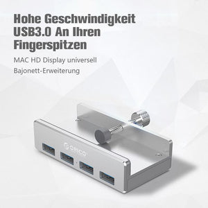 Anbaubarer USB 3.0-Adapter-Hub auf der Schreibtischseite