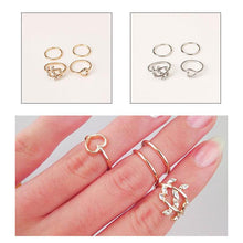 Laden Sie das Bild in den Galerie-Viewer, 4/Set Fingergelenk-Ringe ，Liebe und Blätter，Diamant
