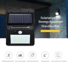 Laden Sie das Bild in den Galerie-Viewer, 20 LED Solarlampen Außen, Superhelle Wandleuchte mit Bewegungssensor
