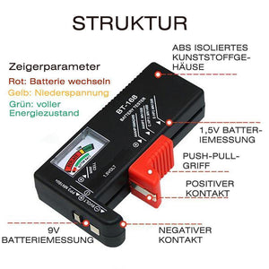 Batterie Aufbewahrungsbox mit universalen Batterie Tester