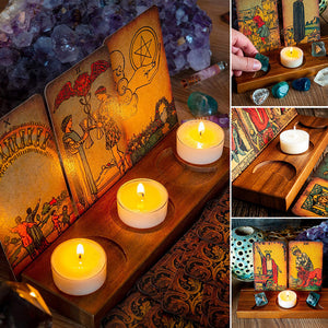 Tarot Kerzenhalter aus Holz