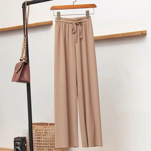 Ice Silk Wide Leg Damenhose mit hoher Taille