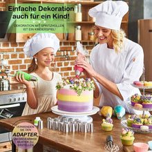 Laden Sie das Bild in den Galerie-Viewer, Spritztüllen Set aus Edelstahl (13 teilig) für Cupcakes &amp; Kuchen Dekoraktion
