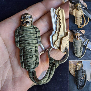 Paracord Mumie Messing Totenkopf Schlüsselanhänger