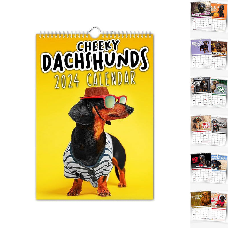 Freche Dachshunde - Wandkalender 2024