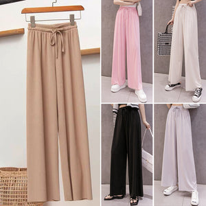 Ice Silk Wide Leg Damenhose mit hoher Taille